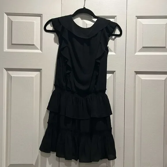 NWT Banana Republic Petite Black Ruffled Sleeveless Dress, XXS Petite - Picture 6 of 7